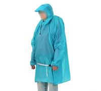 Oniissy Imperméable ultraléger pour camping, randonnée et sports de plein air, cape imperméable en nylon 15D avec housse de sac à dos, indice d'étanchéité PU5000 mm, bord étendu pour le visage (bleu M