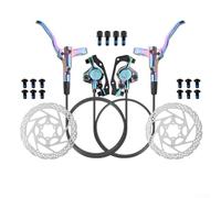 Oniissy Kit de frein à disque hydraulique pour vélo - Système de frein à double piston avec huile minérale - Lignes de frein avant et arrière - Poignée en aluminium - Compatible avec les vélos VTT
