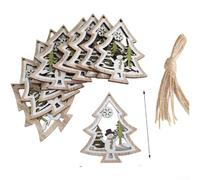 Oniissy Lot de 10 décorations de Noël en bois rustique avec sculptures naturelles pour la maison et la voiture (I)