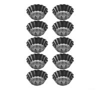 Oniissy Lot de 10 moules à tartelettes en acier au carbone pour la cuisson - Construction robuste avec pour un démoulage facile, polyvalents pour tartes aux œufs, mini gâteaux et pâtisseries, 6,5 x
