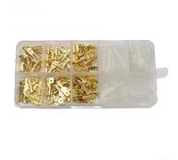 Oniissy Lot de 180 connecteurs de borne à sertir dorés pour connexions de fils électriques, connecteurs mâles et femelles en laiton 2,8/4,8/6,3 mm avec manchons isolés, compatibles