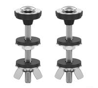 Oniissy Lot de 2 boulons de fixation pour réservoir de toilettes, kit de fixation en acier inoxydable pour joint de siège fendu, taille M6 x 65 mm avec 2 boulons (argent + noir)