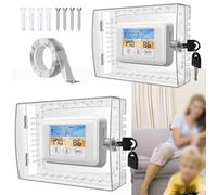 Oniissy Lot de 2 grands thermostats, boîte de verrouillage de thermostat avec oîtier de protection en acrylique pour thermostat 16 x 15 x 6 cm avec serrure, protecteur de thermostat pour