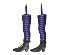 Oniissy Lot de 2 pattes de sorcière maléfique pour Halloween, décoration de fête et décoration de jardin avec billette en mousse et tige en plastique en plusieurs couleurs (violet)