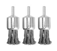 Oniissy Lot de 3 brosses métalliques nouées - Brosse métallique de 2,5 cm pour perceuse - Brosses métalliques de 0,012 cm pour dérouillage du métal, retrait de la peinture, ébavurage de tige de 6,35mm
