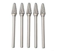 Oniissy Lot de 5 fraises rotatives en carbure de tungstène - Double coupe - 3 x 6 mm - En acier massif - Haute dureté HRC70 - Pour travail des métaux, sculpture sur bois, bijoux et soudage