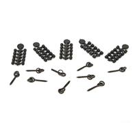 Oniissy Lot de 50 perles d'arrêt de crochet pour pêche à la carpe avec 20 chevilles à vis d'appât, compatibles avec CHOD Ronnie Rig, cuivre et ABS, couleur noire (A)