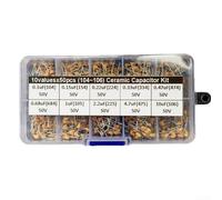 Oniissy Lot de 500 condensateurs en céramique assortis avec 10 valeurs de 0,1 uF à 10 uF à 50 V pour projets électroniques et réparations de bricolage