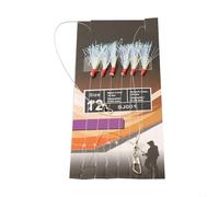 Oniissy Lot de 6 appâts Sabiki avec 6 hameçons par bas de ligne - Tête rouge avec flash blanc et perles Lumi - Pour maquereau et hareng - Compatible avec leurres de pêche en haute mer (12#pour)