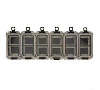 Oniissy Lot de 6 petites boîtes de rangement avec aimant pour la pêche, en ABS étanche, compatibles avec les petits hameçons et (6 pièces) (double grille grise)