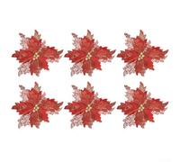 Oniissy Lot de 6 pics pour sapin de Noël en flanelle à paillettes roses - 35 cm - Décoration festive pour couronnes saisonnières et présentoirs à faire soi-même (rouge)