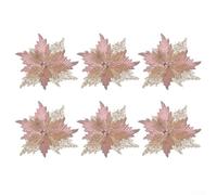 Oniissy Lot de 6 pics pour sapin de Noël en flanelle rose pailleté 35 cm - Décoration festive pour couronnes saisonnières et présentoirs à faire soi-même (poudre)