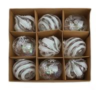 Oniissy Lot de 9 boules à paillettes en plastique à suspendre pour sapin de Noël, fenêtre, couronne, décorations pour mariages, fêtes, événements, faciles à accrocher (blanc)