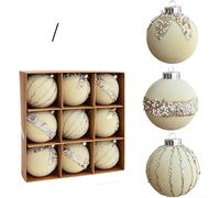 Oniissy Lot de boules de Noël en velours floqué peint à la main pour décoration de Noël - 6 cm et 8 cm - Compatibles avec les thèmes traditionnels - Bordeaux et blanc (8 cm, blanc)