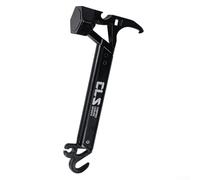 Oniissy Marteau de camping en acier inoxydable avec extracteur de clou et décapsuleur, outil multifonction pour tente en plein air et équipement de survie (noir)