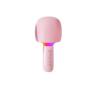 Oniissy Mini microphone karaoké portable sans fil avec lumières LED 5.0 et haut-parleur 5 W pour téléphones et appareils informatiques (rose)