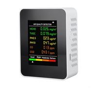 Oniissy Moniteur de qualité de l'air 6 en 1 avec détection PM2.5, PM10, TVOC, grand écran, commutateur d'unité de température, compteur de qualité de l'air intérieur portable pour la maison, le bureau