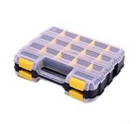 Oniissy Organiseur à outils double face avec 34 compartiments amovibles, couvercle transparent en polypropylène, poignée de transport portable et loquet sécurisé pour vis, écrous, boulons (jaune)