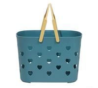 Oniissy Panier de douche en plastique avec poignée, design creux portable pour shampooing, après-shampooing, gel douche, fournitures de nettoyage, cosmétiques, kit (bleu)