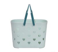 Oniissy Panier de douche en plastique avec poignée, design creux portable pour shampooing, après-shampooing, gel douche, fournitures de nettoyage, cosmétiques, kit (vert)