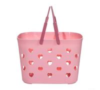 Oniissy Panier de douche en plastique avec poignée, design creux portable pour shampooing, après-shampooing, gel douche, fournitures de nettoyage, cosmétiques, kit (rose)