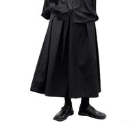 Oniissy Pantalon court gothique pour homme style sombre ample Hakama jambe large, pantalon large décontracté pantalon Kendo Uniformes (L noir)