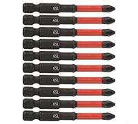 Oniissy PH2 Lot de 10 embouts de tournevis magnétiques antidérapants longs en alliage d'acier résistant avec tige hexagonale de 6,35 mm à changement rapide, compatible avec le manuel (65 mm)