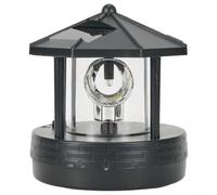 Oniissy Phare à énergie solaire, étanche, rotatif à 360 degrés, lampe solaire LED rotative pour jardin, pelouse, terrasse, cour (noir)