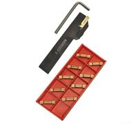 Oniissy Porte-outil de rainurage extérieur droit avec corps en acier allié et poignée de 125 mm, comprend 10 inserts en carbure MGMN500-M 5,0 mm pour la finition de tour MGEHR2020-5