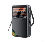 Oniissy Radio portable de poche : rechargeable 1000 mAh, meilleure réception AMFMSW avec 3 W, mini radio numérique tuning, radio personnelle stéréo (noir)
