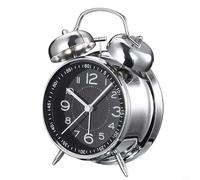 Oniissy Réveil mécanique à double cloche en métal avec veilleuse pour chambre à coucher, dormeurs lourds et enfants - Fonctionnement à piles, mouvement silencieux sans tic-tac (noir)