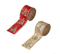Oniissy Ruban de Noël avec motif échignon rouge pour couronnes, décorations de sapin de Noël, bords métalliques, fabrication de nœuds en tissu (couleur mélangée)