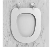 Oniissy Siège de toilette blanc en forme de U et en forme de O avec fermeture douce et libération rapide, housse de siège de toilette fixe sur le dessus pour meubles de salle de bain standard (type U
