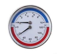 Oniissy Thermomanomètre Jauge de température et de pression - 0-120 °C Thermomètre 0-10 bar Entrée arrière - Avec filetage G1/4 G1/2 G3/4 - Jauge de chauffage au sol (G1/2)