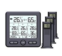 Oniissy Thermomètre hygromètre numérique LCD avec 3 capteurs, compteur d'humidité intérieur/extérieur, moniteur de température, station météo sans fil avec rétroéclairage, icône de confort