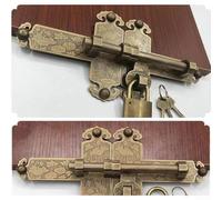 Oniissy Verrou de porte en laiton antique avec motif lotus - Serrure de jardin vintage élégante pour portes en bois, loquet de sécurité traditionnel avec jeu de clés assorties (bronze)