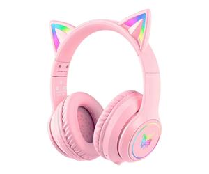 ONIKUMA - B90 Rose - Casque Gaming Bluetooth 5.0 Kawai LED RGB