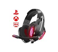 ONIKUMA Casque PS4, casque Xbox One avec son surround Casque de lumière LED sur l'oreille Casque PC à réduction de bruit