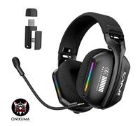 ONIKUMA GT808 Casque sans fil à tri-mode 2,4GHz avec éclairage RVB et microphone - Noir