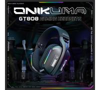 Onikuma Gt808 trois modes avec micro casque de jeu sans fil e-sports éclairage Rgb prend en charge Bluetooth 5.3 / 2.4g / Aux 3.5mm Black