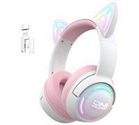 Onikuma GT838 Casque Sans fil et filaire Arceau Gaming Bluetooth Blanc et Rose