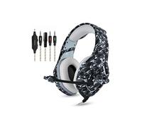 ONIKUMA K1-B - Casque Gaming Stéréo pour PS4 Xbox One, Casque Gamer Anti Bruit Audio Basse de 3,5 mm Filaire Gris et Camouflage