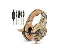 ONIKUMA K1-B - Casque Gaming Stéréo pour PS4 Xbox One, Casque Gamer Anti Bruit Audio Basse de 3,5 mm Filaire Marron et Camouflage