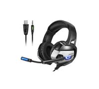 Onikuma K5 Casque de Jeu pour PS4, Casque Stéréo Gamer Antibruit sur l'Oreille avec Micro et Contrôle du Volume Noir