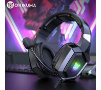 ONIKUMA K8 casque de jeu avec micro HD Flexible lumière rvb son Surround sur-oreille casque filaire Gamer pour PC de jeu Xbox Black