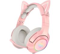 Casque ONIKUMA K9 de Jeu， Filaire avec Ajustement du Volume du Micro pour Xbox One, PS4, PC-Rose