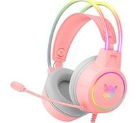 ONIKUMA X15 PRO Casque Gaming RGB Micro Haute Sensibilité - Rose Rose