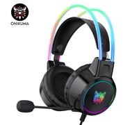ONIKUMA X15PRO Casque gaming filaire avec éclairage RGB et microphone - Noir