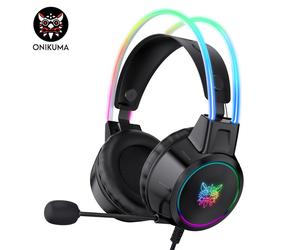 ONIKUMA X15PRO Casque gaming filaire avec éclairage RGB et microphone - Noir