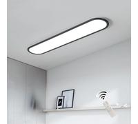 Oninio Plafonnier LED 100cm à Spectre Complet 48W Luminaire Plafond Dimmable avec Télécommande Ultra-Mince 4cm Noir Réglette Linéaire avec Fonction Mémoire pour Cuisine, Couloir, Bureau